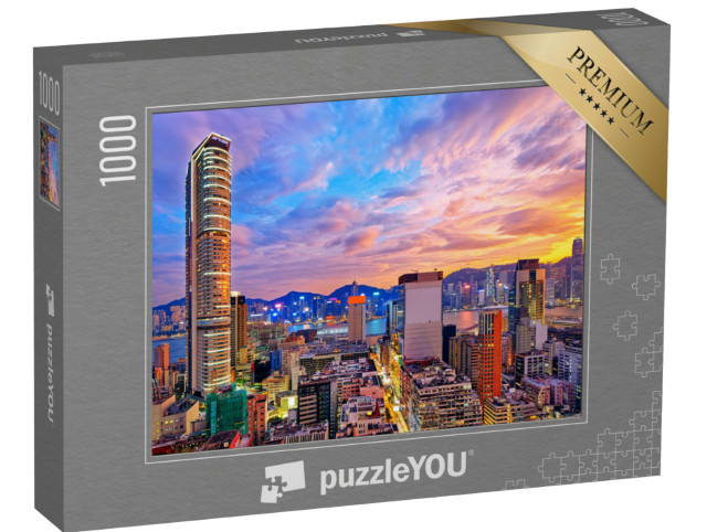 Puzzle 1000 Teile „Skyline von Hongkong im Sonnenuntergang“