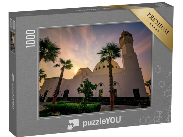 Puzzle 1000 Teile „Sonnenaufgang hinter der Al Khobar Corniche Moschee, Saudi-Arabien“