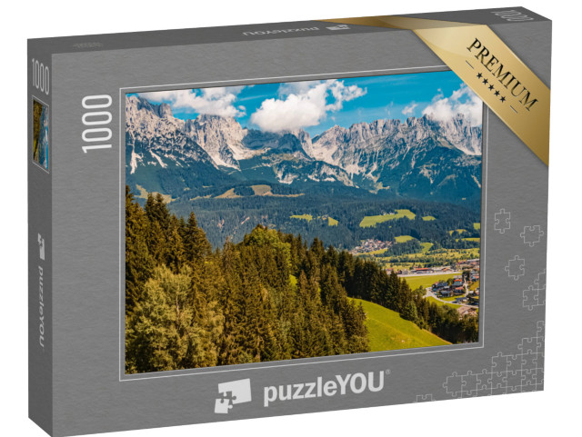 Puzzle 1000 Teile „Hartkaisergipfel über Ellmau am Wilden Kaiser Tirol, Österreich“