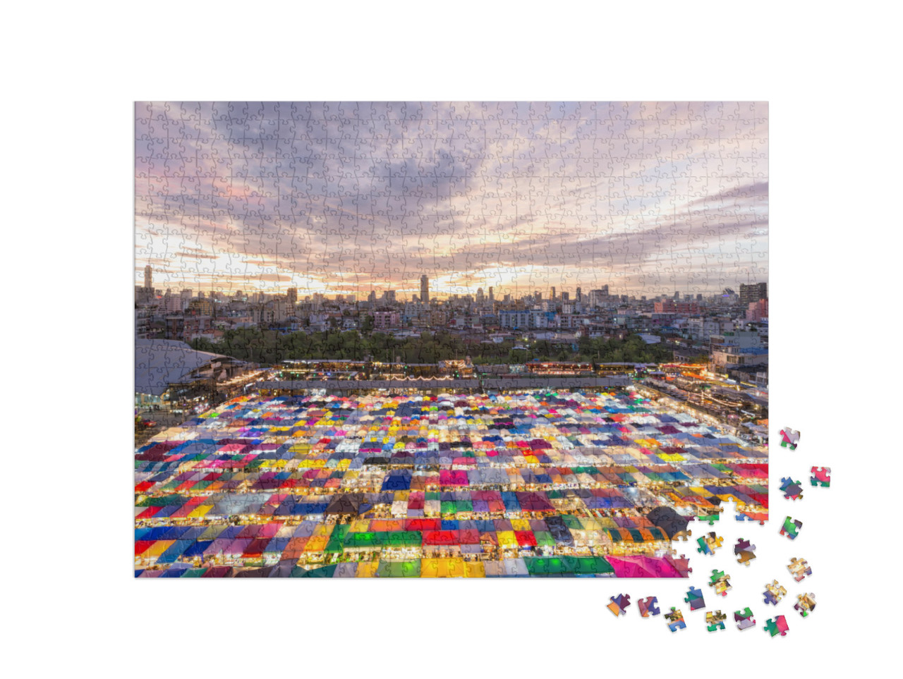 Puzzle 1000 Teile „Nachtmarkt in Bangkok, Thailand“