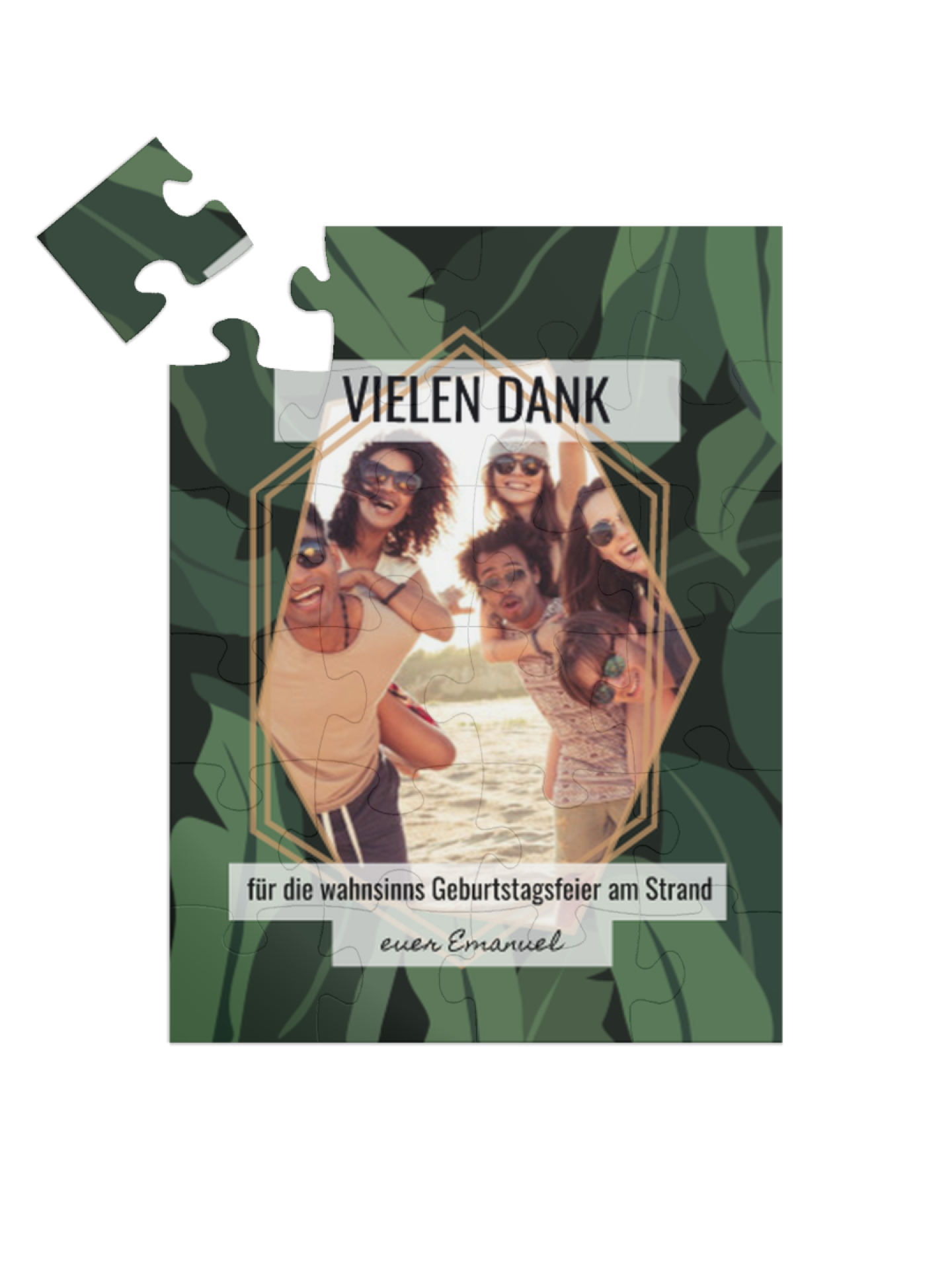 "Palmleaves" in Hochformat dunkelgrün