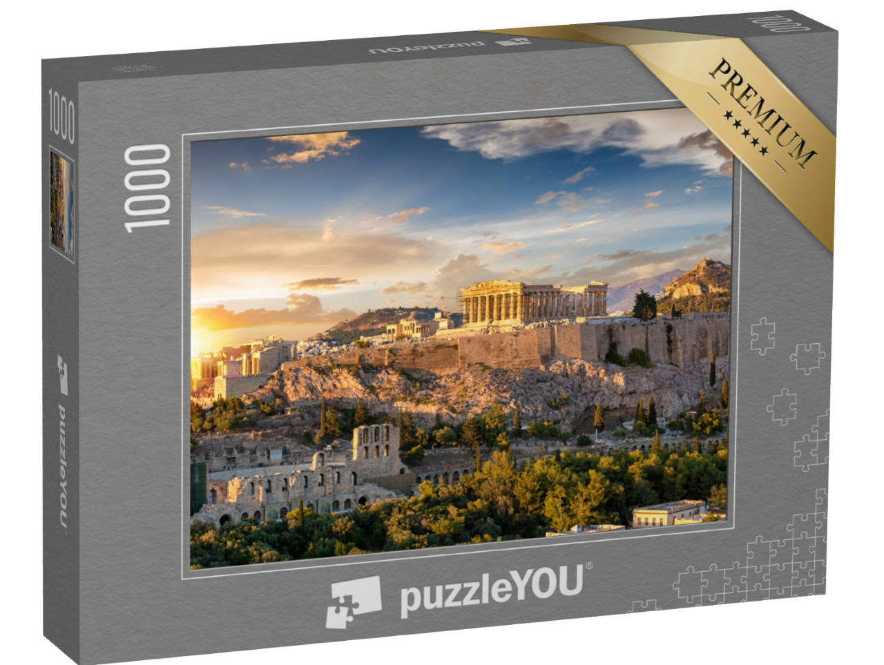 Puzzle 1000 Teile „Akropolis von Athen im atemberaubenden Sonnenuntergang, Griechenland“
