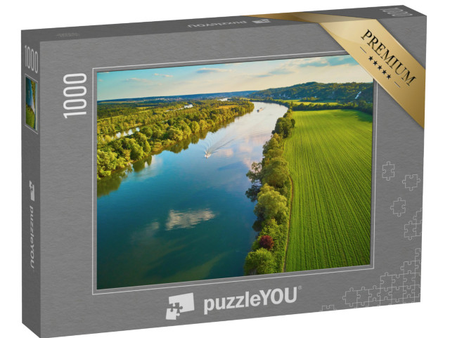 Puzzle 1000 Teile „Die Seine in grüner Landschaft, Nordfrankreich“