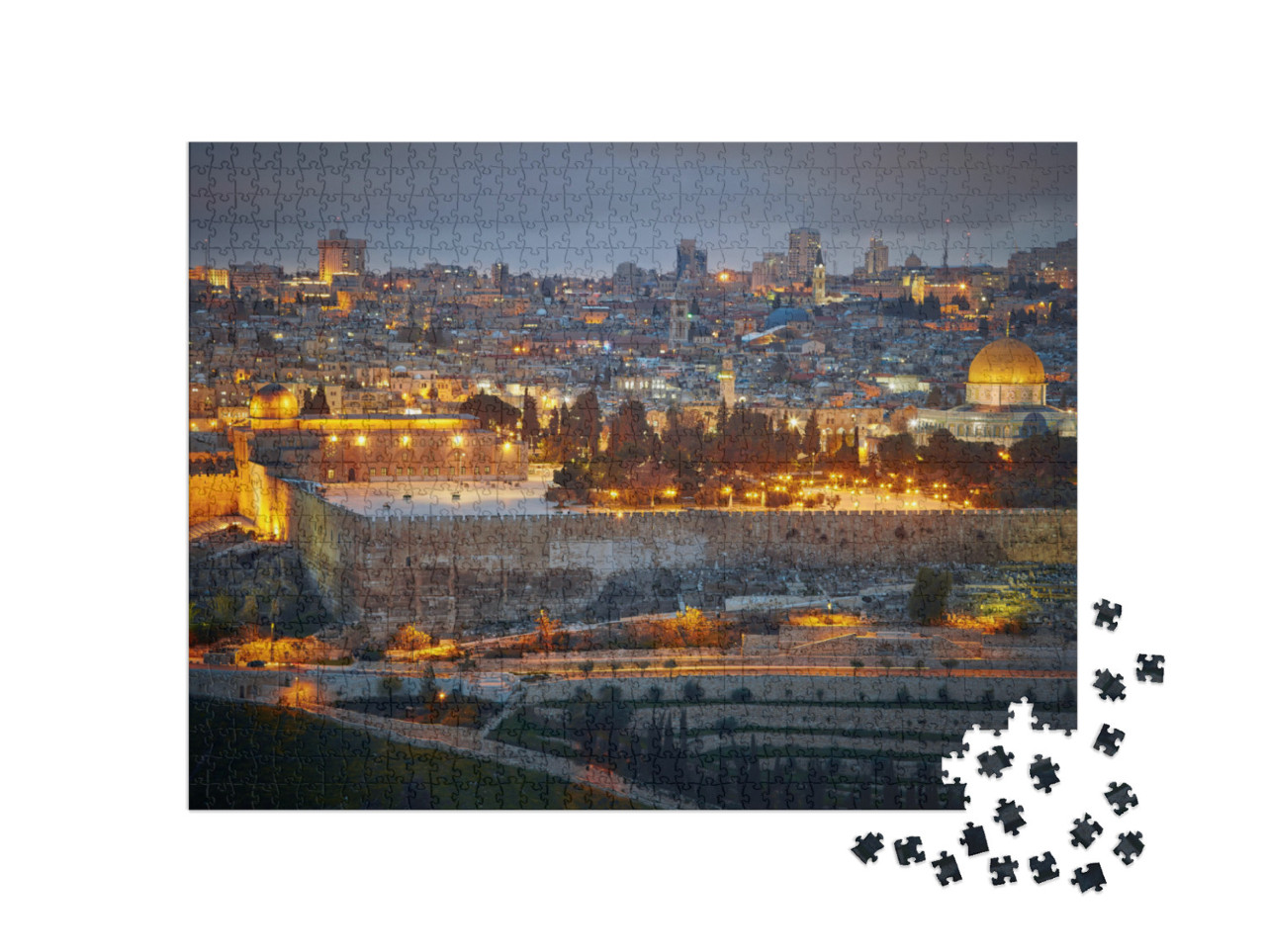 Puzzle 1000 Teile „Abendlicher Blick auf die Altstadt von Jerusalem. Israel“