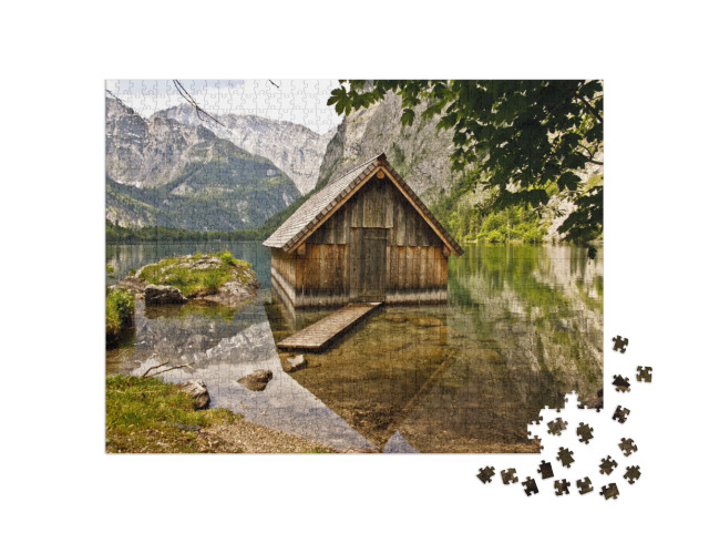 Puzzle 1000 Teile „Haus am See, Bayern, Deutschland“