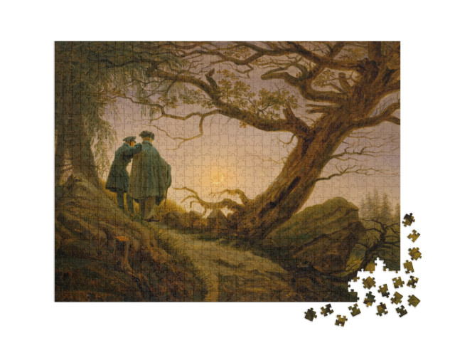 Puzzle 1000 Teile XXL „Caspar David Friedrich - Zwei Männer beim Betrachten des Mondes“