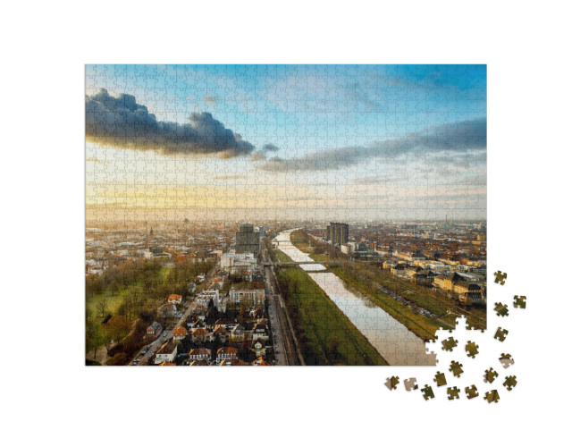 Puzzle 1000 Teile „Mannheim und Ludwigshafen am Neckar, Deutschland“