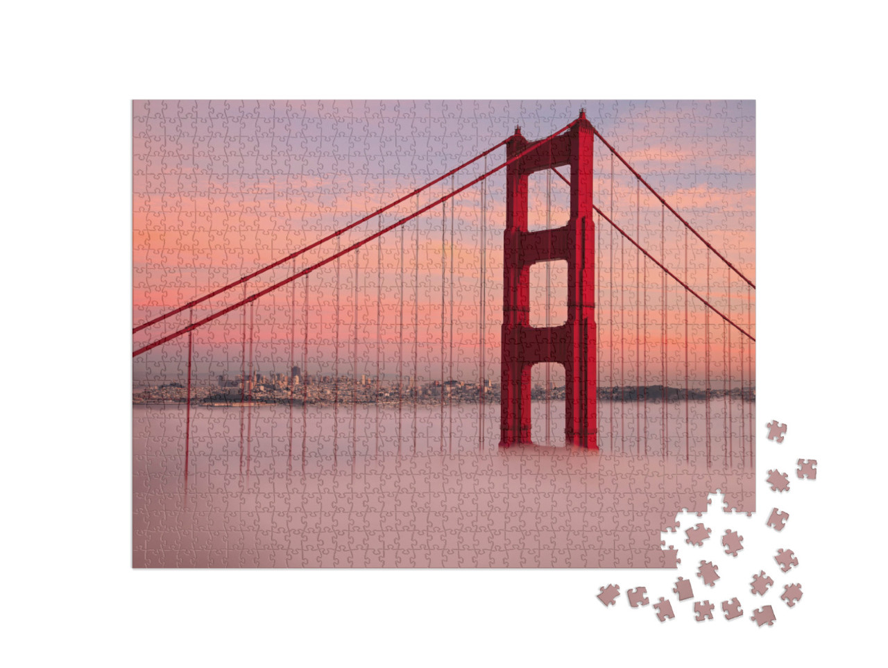 Puzzle 1000 Teile „Turm der Golden Gate Bridge im Nebel“