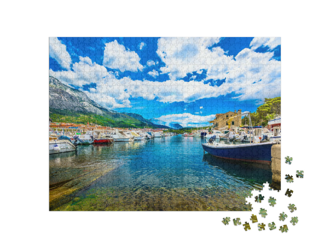 Puzzle 1000 Teile „Bunte Ansicht der Makarska Riviera, Kroatien“