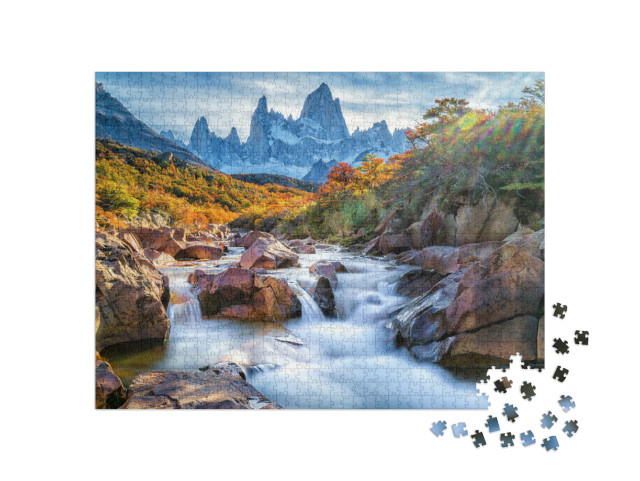 Puzzle 1000 Teile „Spektakuläre Aussicht: Berg Fitz Roy, Patagonien, Argentinien“