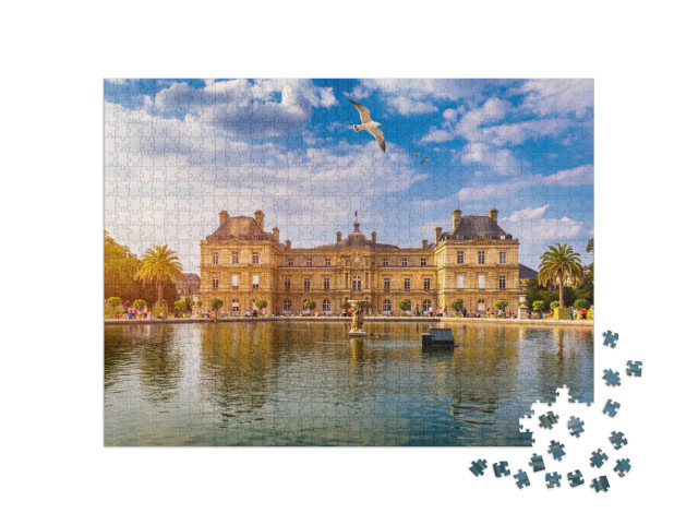 Puzzle 1000 Teile „Der Luxemburger Palast im Jardin du Luxembourg oder die Luxemburger Gärten in Paris, Frankreich“