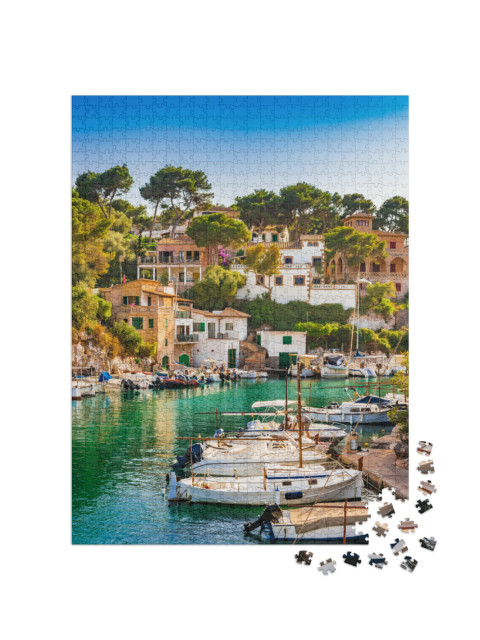 Puzzle 1000 Teile „Malerische Bucht Cala Figuera auf Mallorca“