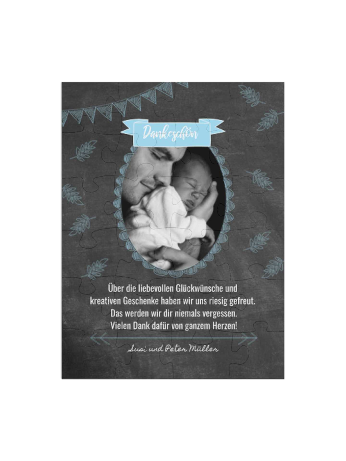 "Tafelbild" in Hochformat babyblau