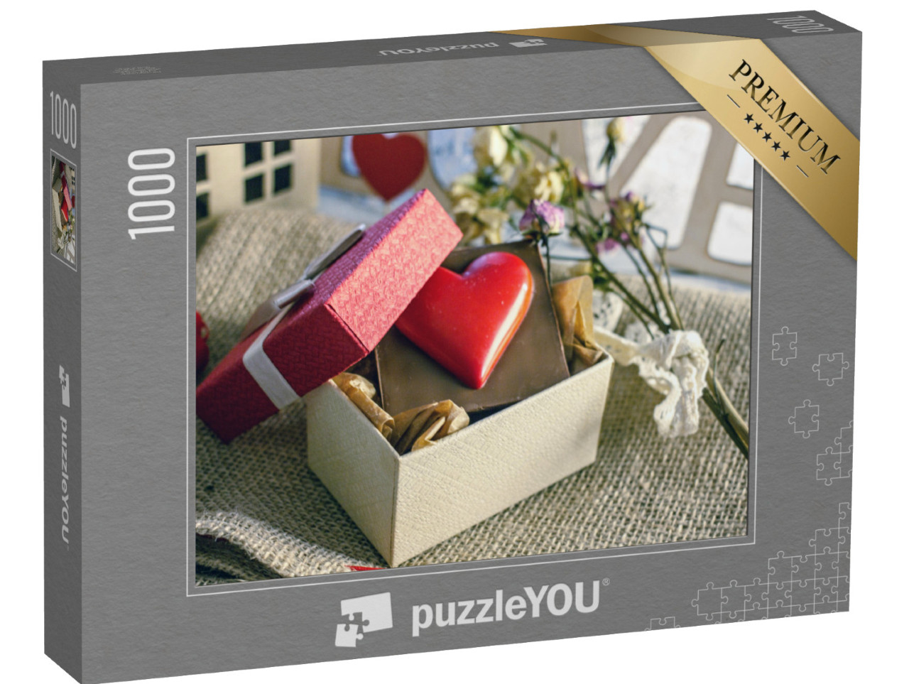 Puzzle 1000 Teile „Ein kleines Schokoladenherz zum Valentinstag“