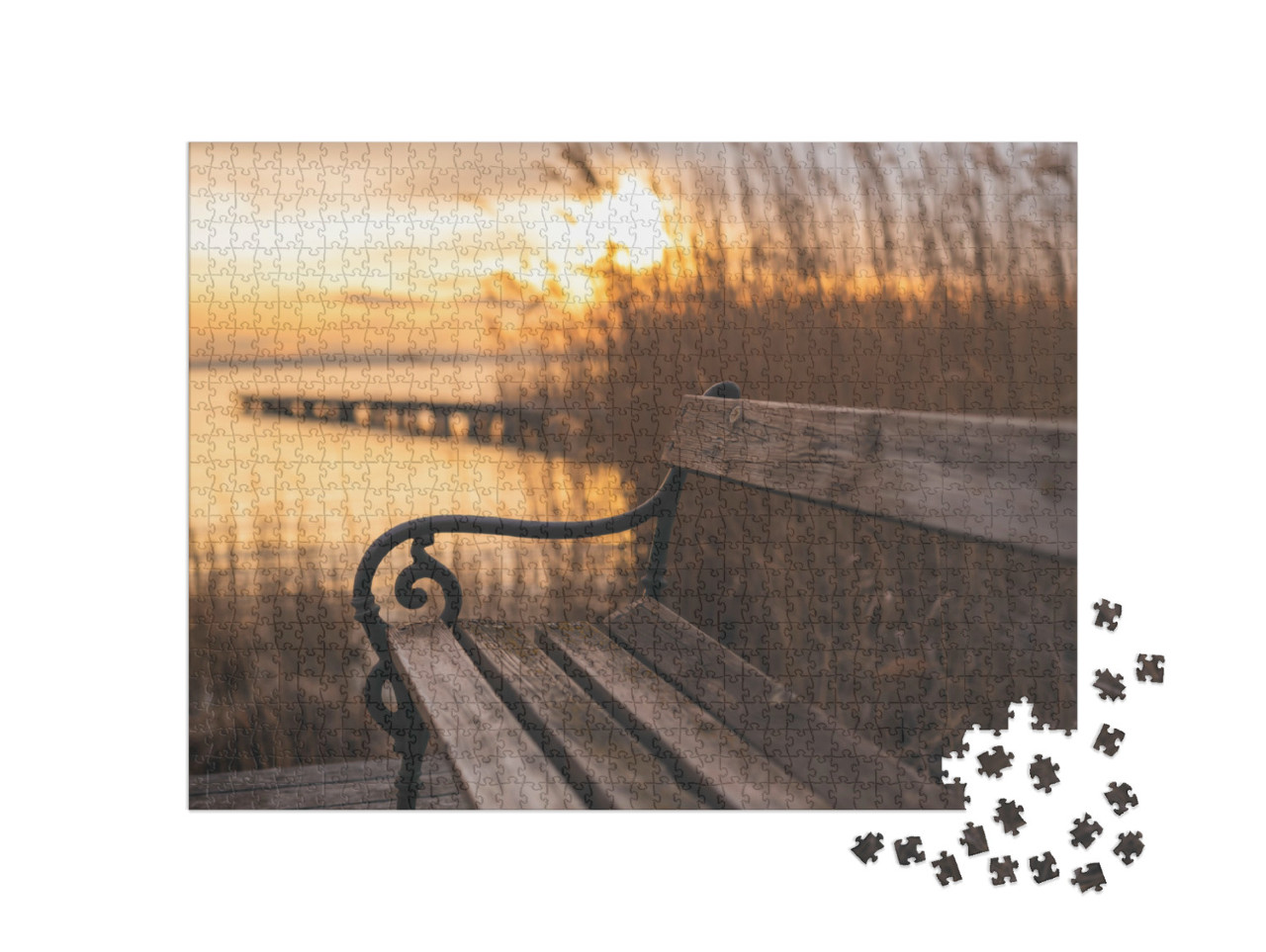 Puzzle 1000 Teile „Herbstlicher Sonnenuntergang am See“