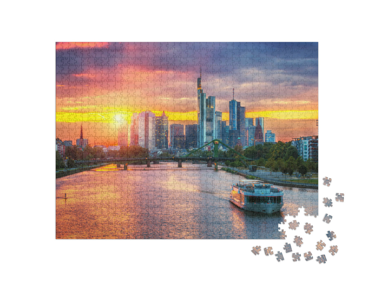 Puzzle 1000 Teile „Frankfurt am Main im Sonnenuntergang, Deutschland“