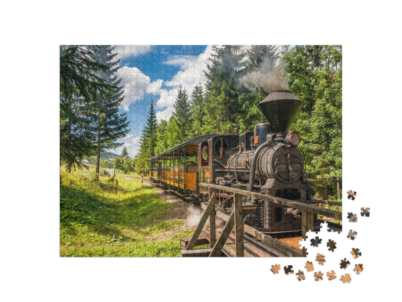 Puzzle 1000 Teile „Historische Dampflokomotive in der Slowakei“