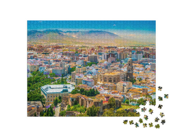 Puzzle 1000 Teile „Wunderschöne Luftaufnahme von Málaga, Spanien“