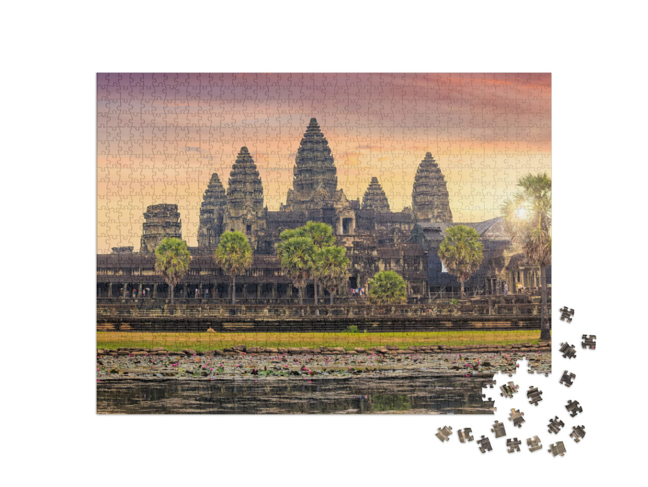 Puzzle 1000 Teile „Schöner Sonnenaufgang am Angkor Wat, Siem Reap, Kambodscha“