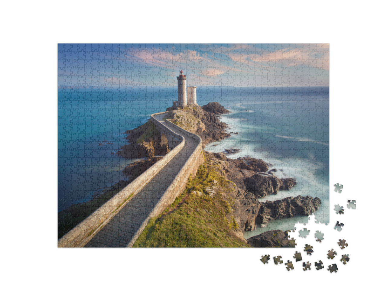 Puzzle 1000 Teile „Petit Minou Leuchtturm bei Sonnenuntergang, Brest, Frankreich“