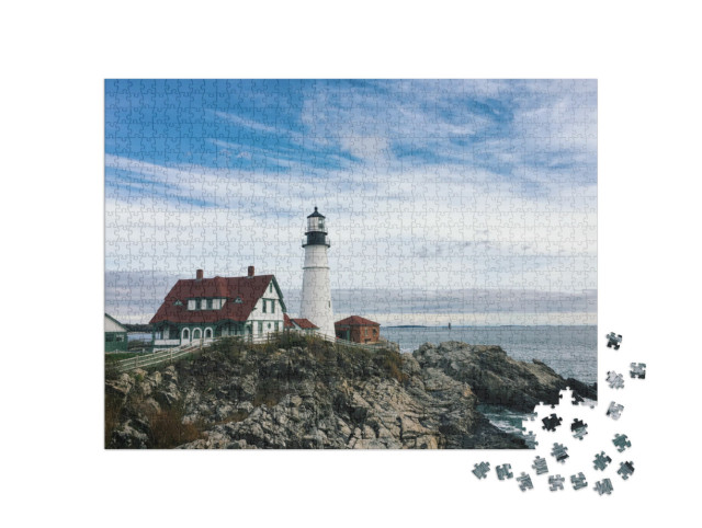 Puzzle 1000 Teile „Leuchtturm von Portland Headlight, Port Elizabeth, Maine“