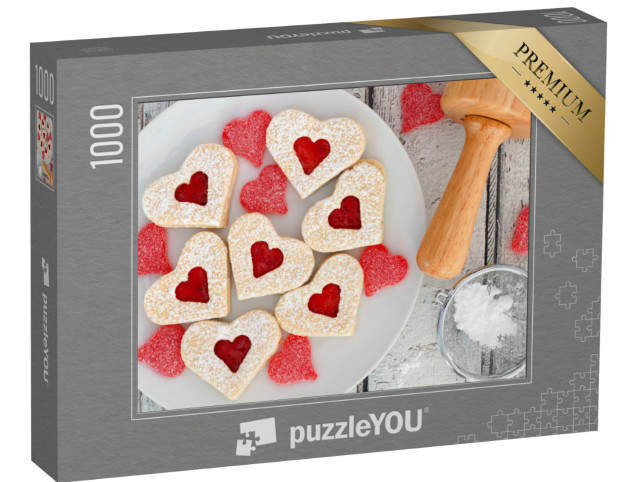 Puzzle 1000 Teile „Kekse in Herzform - mit Liebe gebacken“