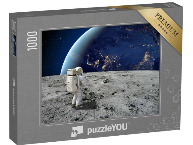 Puzzle 1000 Teile „Ein Astronaut auf dem Mond blickt auf die Erde“