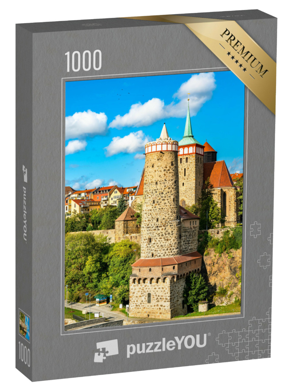 Puzzle 1000 Teile „Alter Wasserturm und Michaeliskirche in Bautzen, Deutschland“