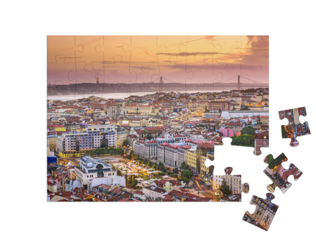 Puzzle 48 Teile „Lissabon im Sonnenuntergang, Portugal“