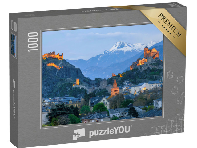 Puzzle 1000 Teile „Die historische Stadt Sion mit ihren zwei Schlössern“