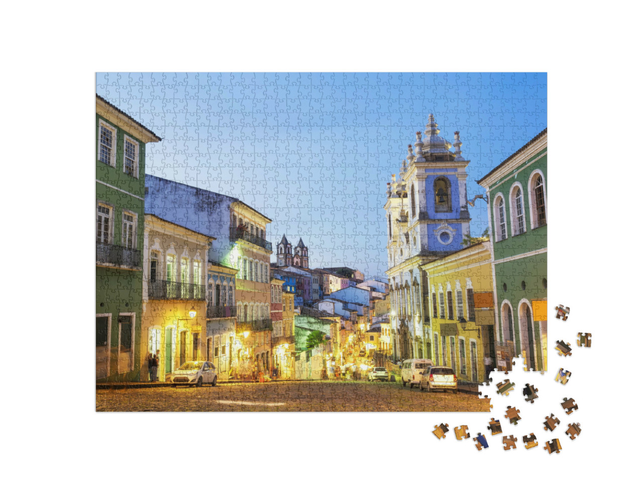 Puzzle 1000 Teile „Bunte Kolonialhäuser im historischen Viertel Pelourinho, Salvador, Brasilien“