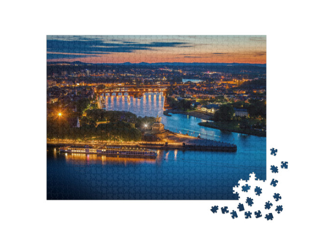 Puzzle 1000 Teile „Panorama von Koblenz bei Nacht“