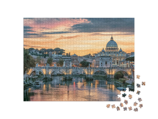 Puzzle 1000 Teile „Sonnenuntergang über Rom, Italien“