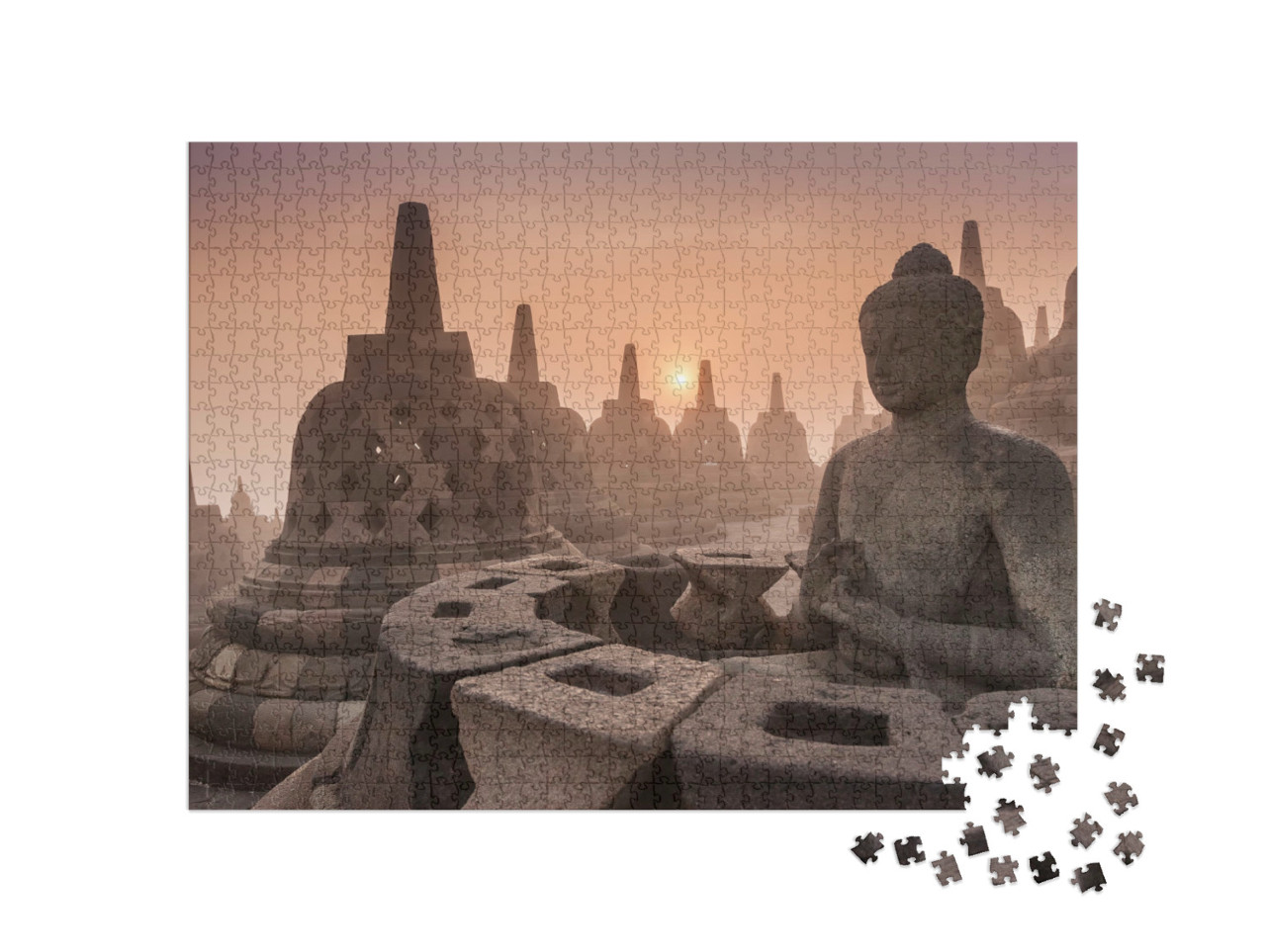 Puzzle 1000 Teile „Buddistischer Tempel Borobudur, Yogyakarta, Indonesien“
