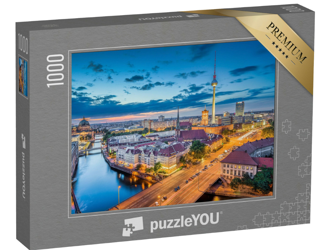 Puzzle 1000 Teile „Berliner Skyline am Abend, Deutschland“