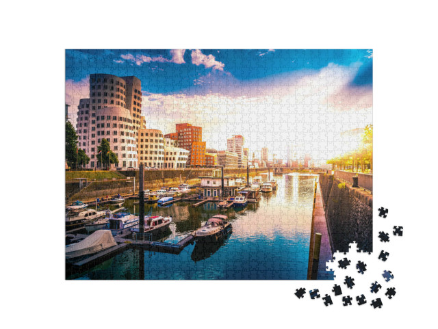 Puzzle 1000 Teile „Medienhafen am Rhein in Düsseldorf“