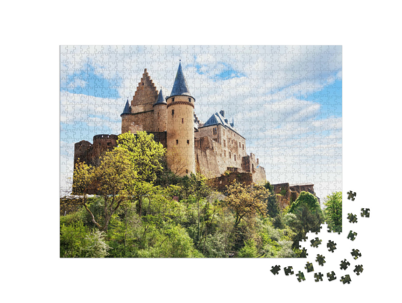 Puzzle 1000 Teile „Festungsanlage der Burg Vianden, Luxemburg“