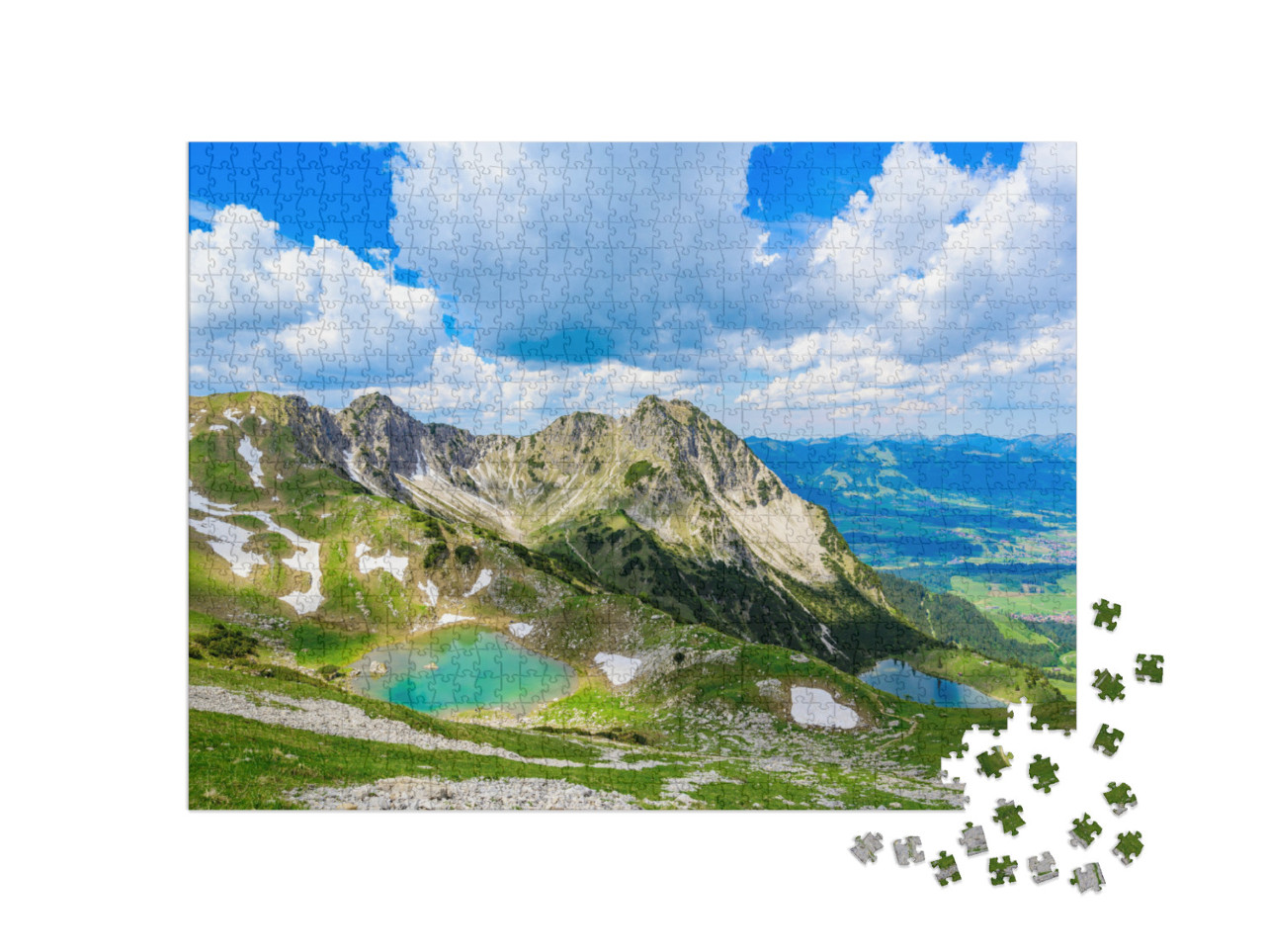 Puzzle 1000 Teile „Wunderschöner Gaisalpsee und das Rubihorn bei Oberstdorf, Deutschland“