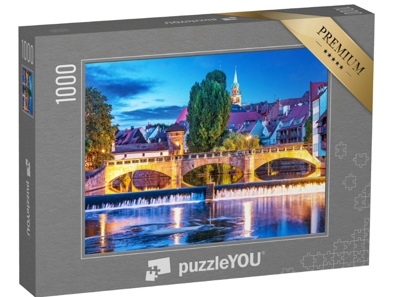 Puzzle 1000 Teile „Sommernacht in der Altstadt von Nürnberg, Deutschland“