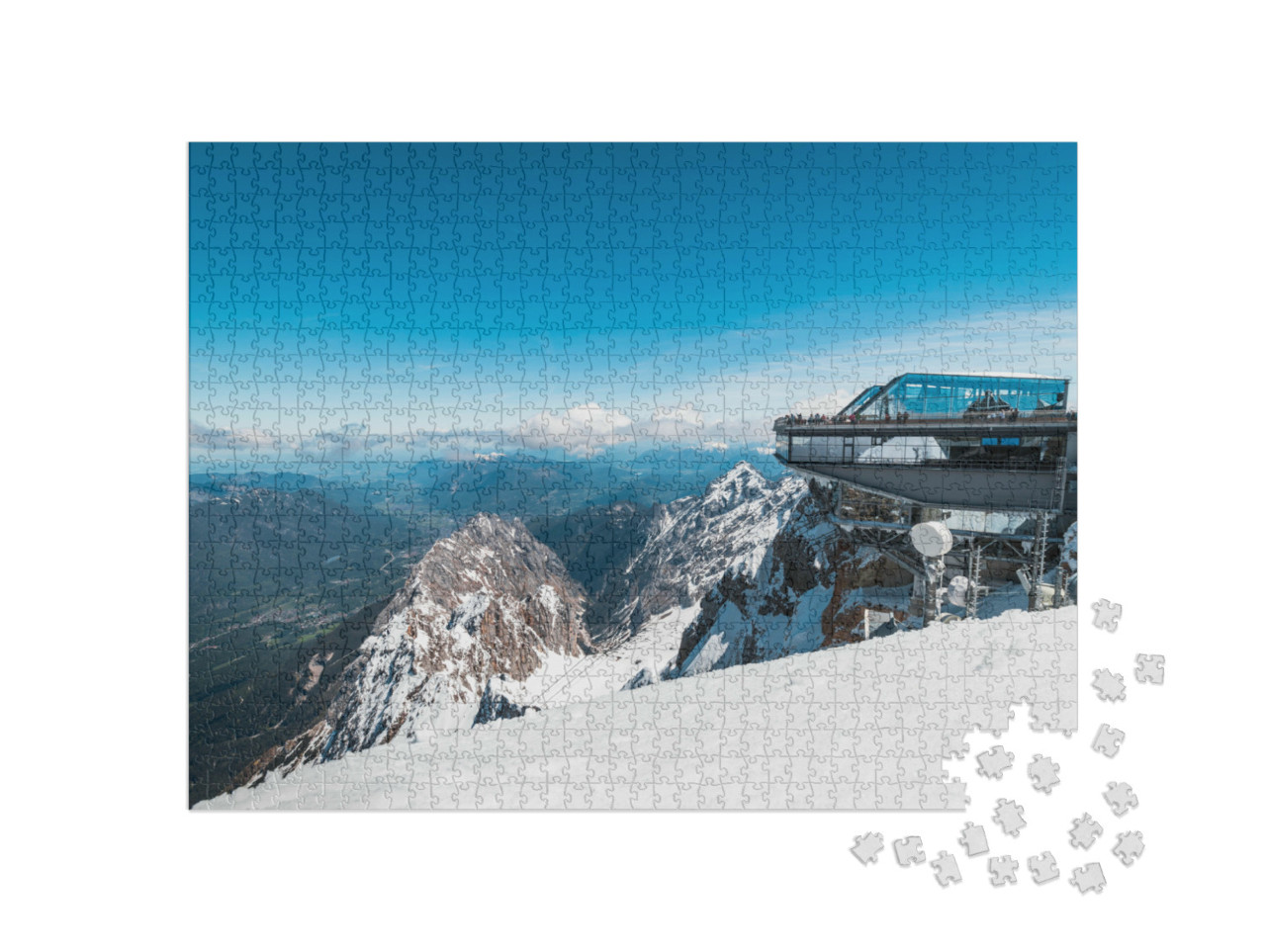 Puzzle 1000 Teile „Auf dem Gipfel der Zugspitze, dem höchsten Berg Deutschlands“