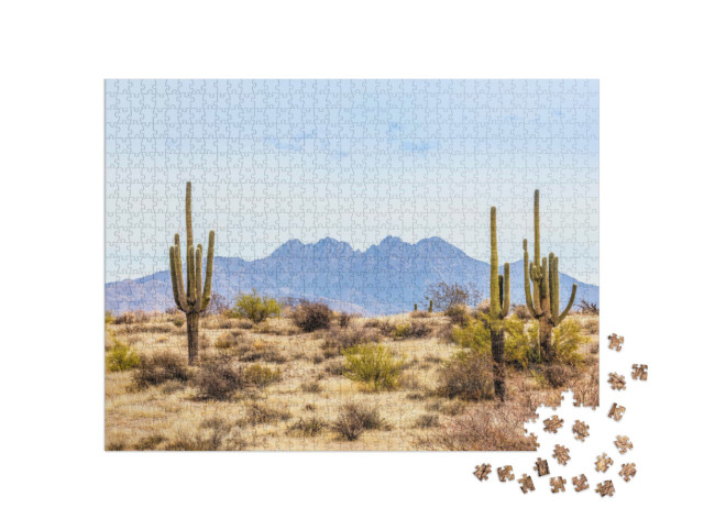 Puzzle 1000 Teile „Four Peaks, Wahrzeichen der Mazatzal Mountains in Phoenix, Arizona“