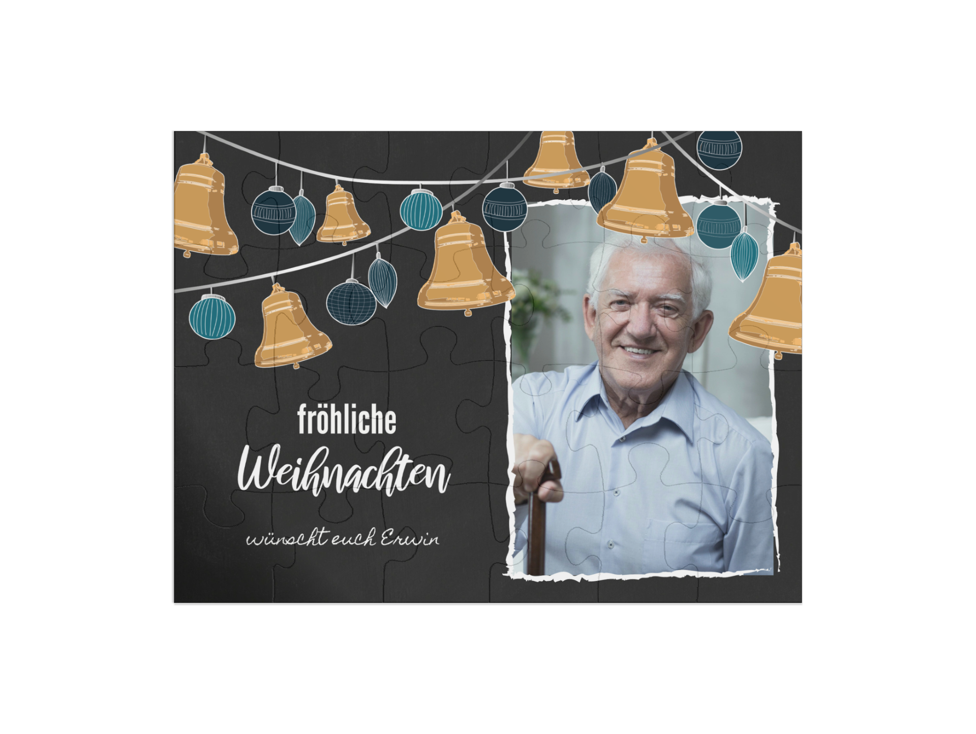 "Jinglebells" in Querformat nachtblau