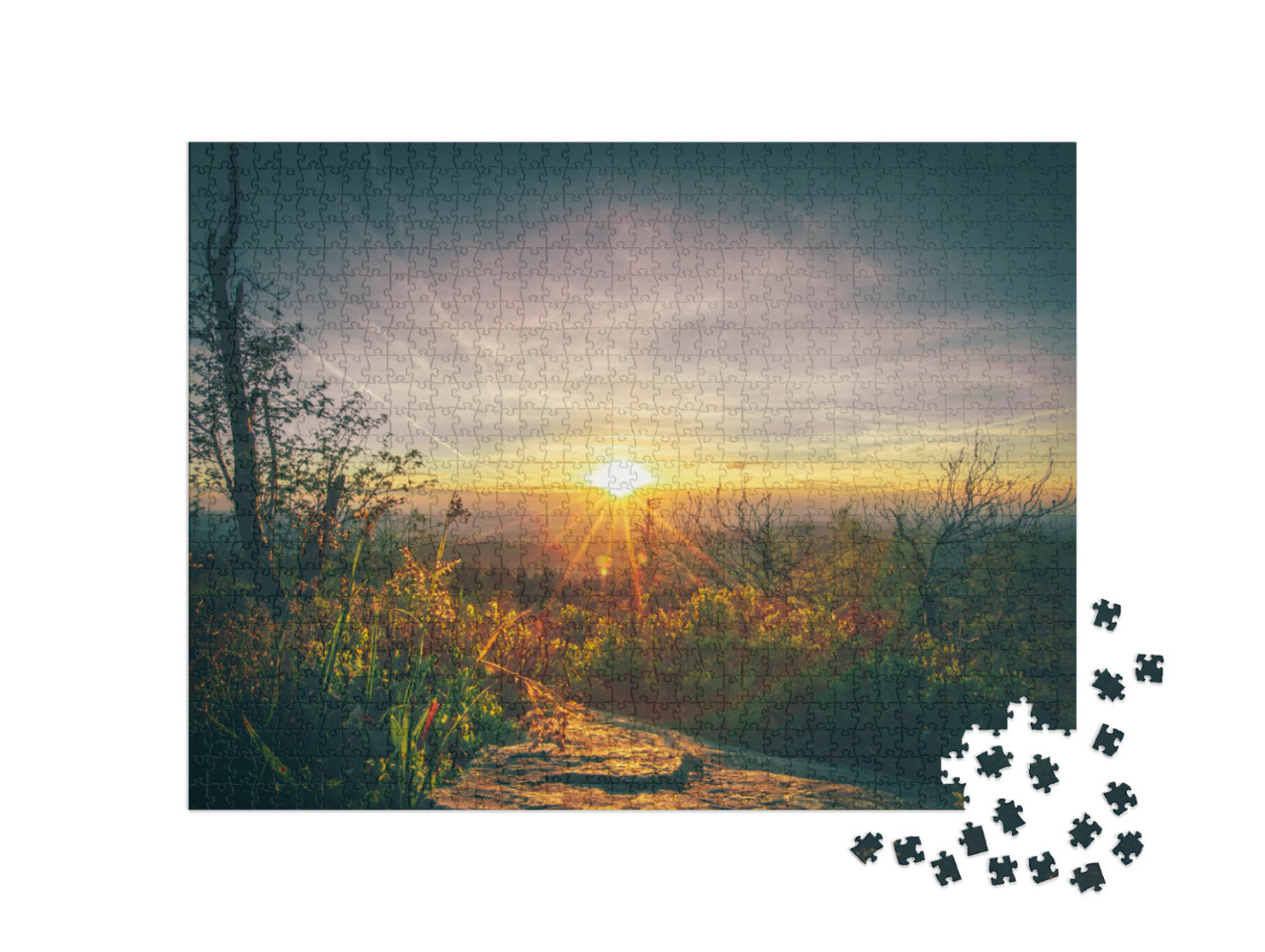Puzzle 1000 Teile „Sonnenuntergang am Feldberg im Taunus: Naturpanorama aus Deutschland“