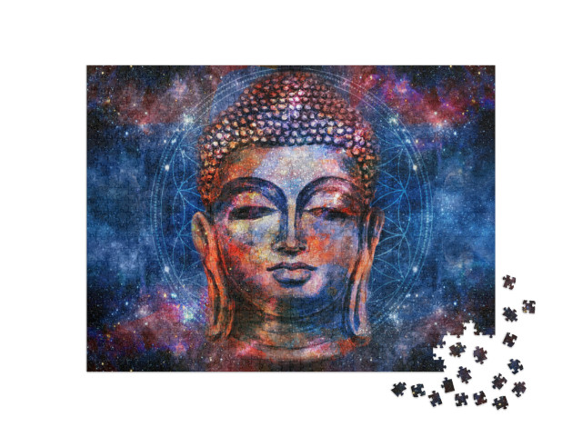 Puzzle 1000 Teile „Digitale Aquarell-Kunst: Buddha-Mandala“
