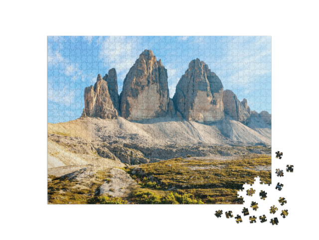 Puzzle 1000 Teile „Die Drei Zinnen am Abend, Dolomiten, Südtirol“