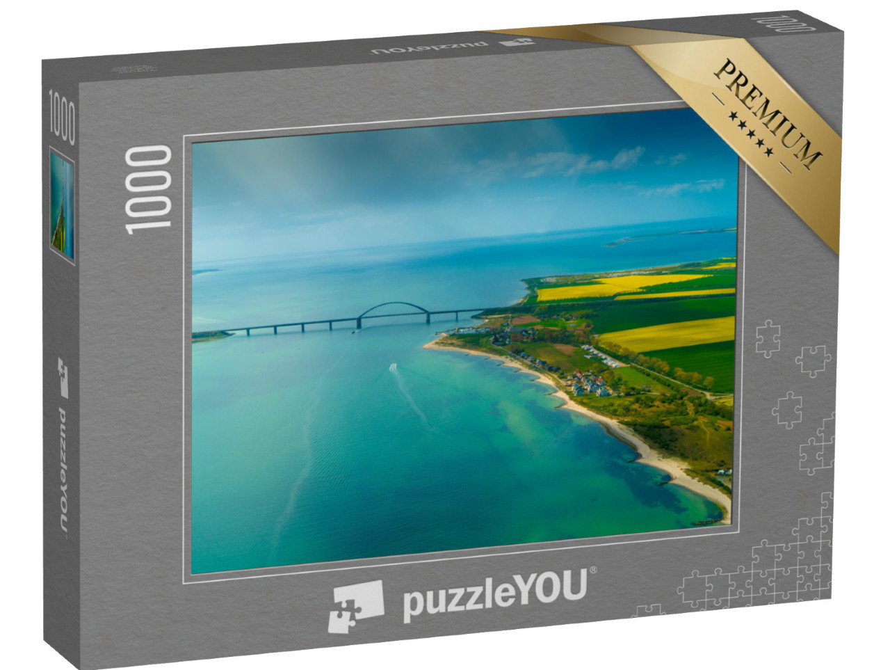 Puzzle 1000 Teile „Luftbildaufnahme der Insel Fehmarn und Fehmarnsundbrücke “