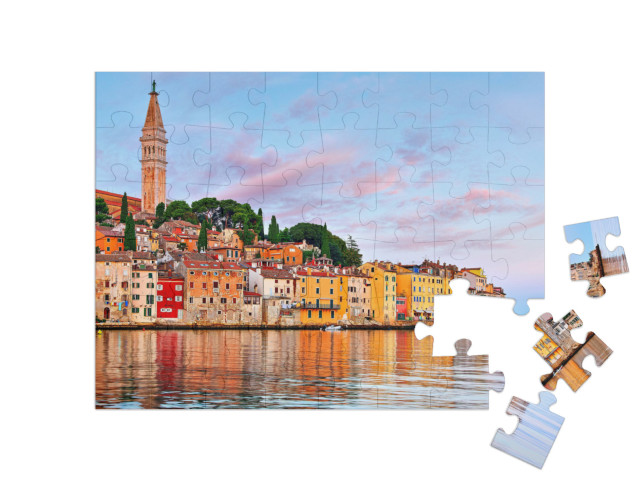 Puzzle 48 Teile „Sonnenaufgang über Istrien und Rovinj, Kroatien“