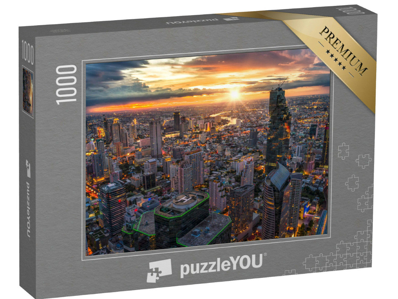 Puzzle 1000 Teile „Bangkok, beleuchtet in der Abenddämmerung“