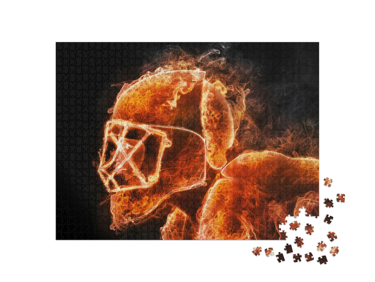 Puzzle 1000 Teile „Hockeyspieler im Feuer-Stil “