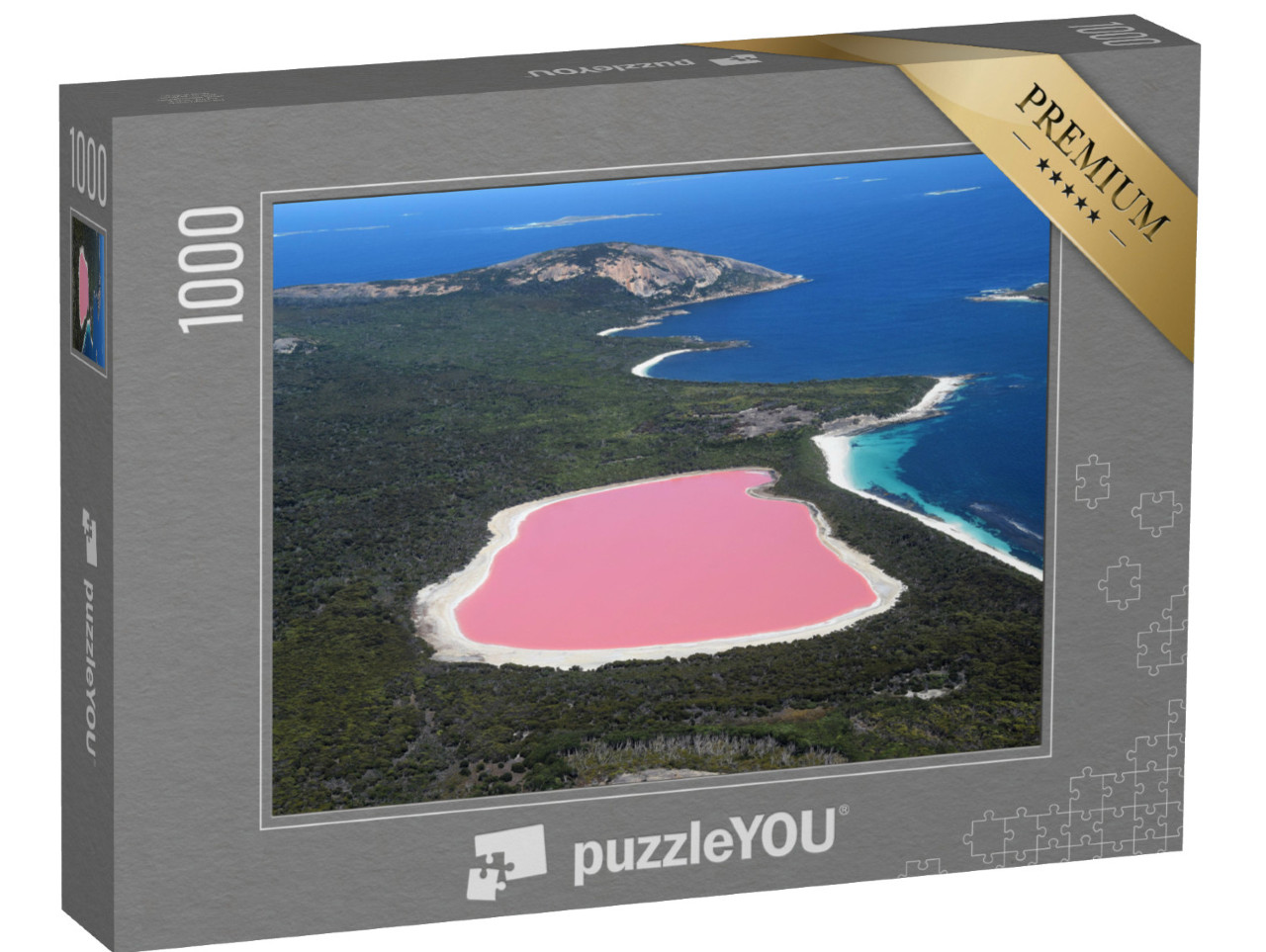 Puzzle 1000 Teile „Der pinke See Lake Hillier, Wahrzeichen von Australien“